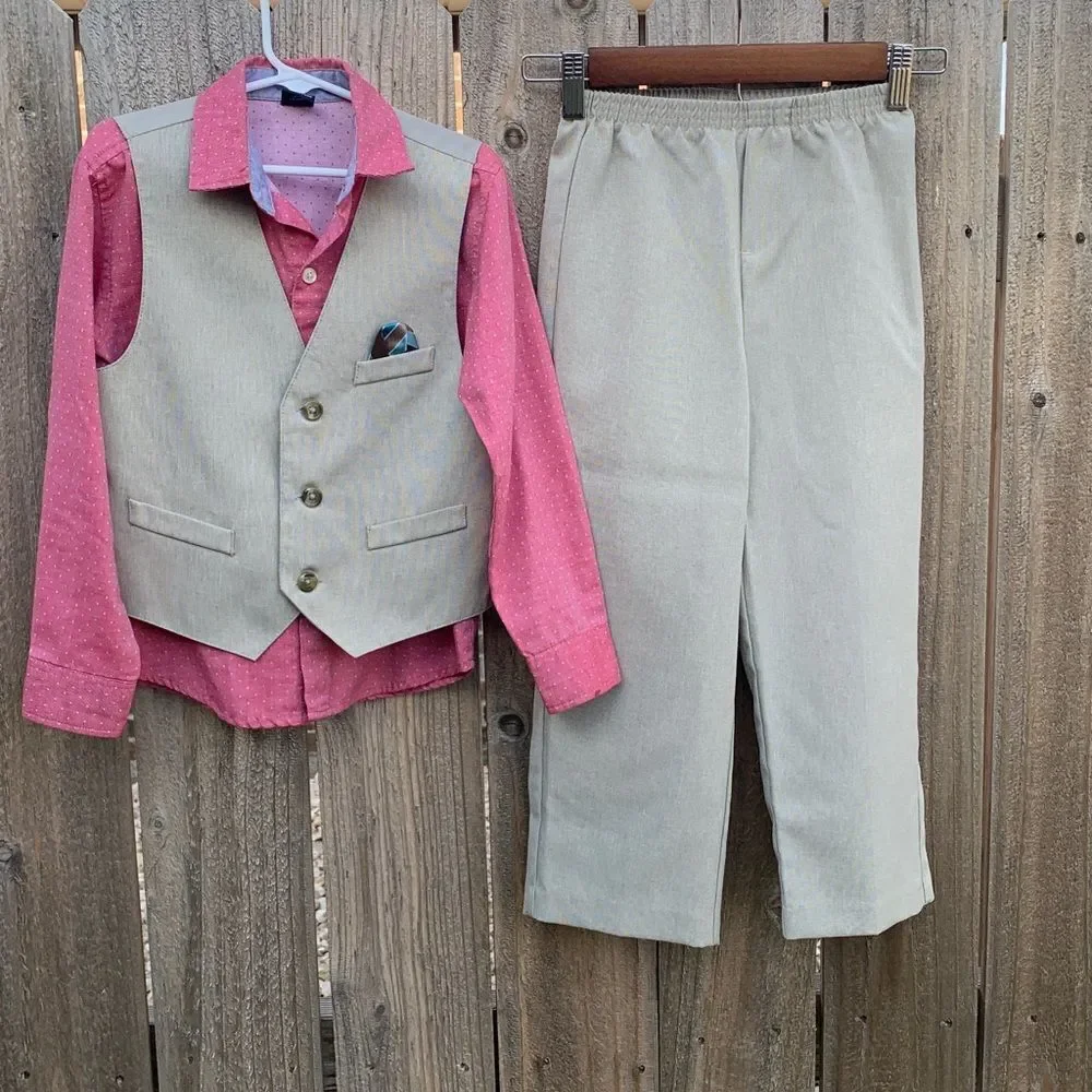 Take 50% OFF- 3pc Boys Mixed Shirt, Vest and Pants, Size-5T